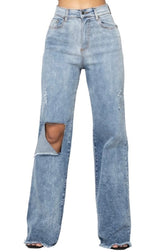 Hole in One Wide Leg Denim