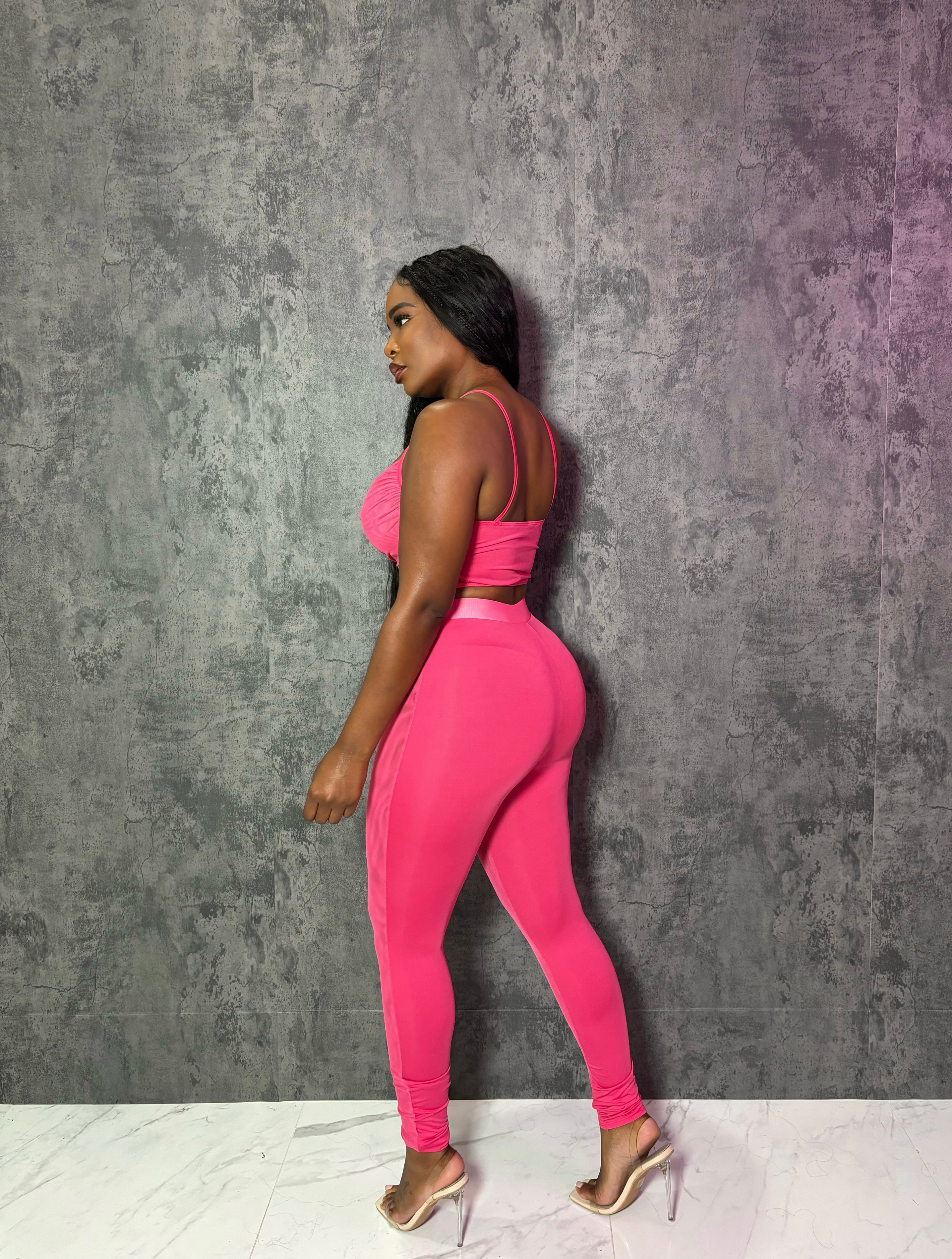 Pink Mesh Pant Set