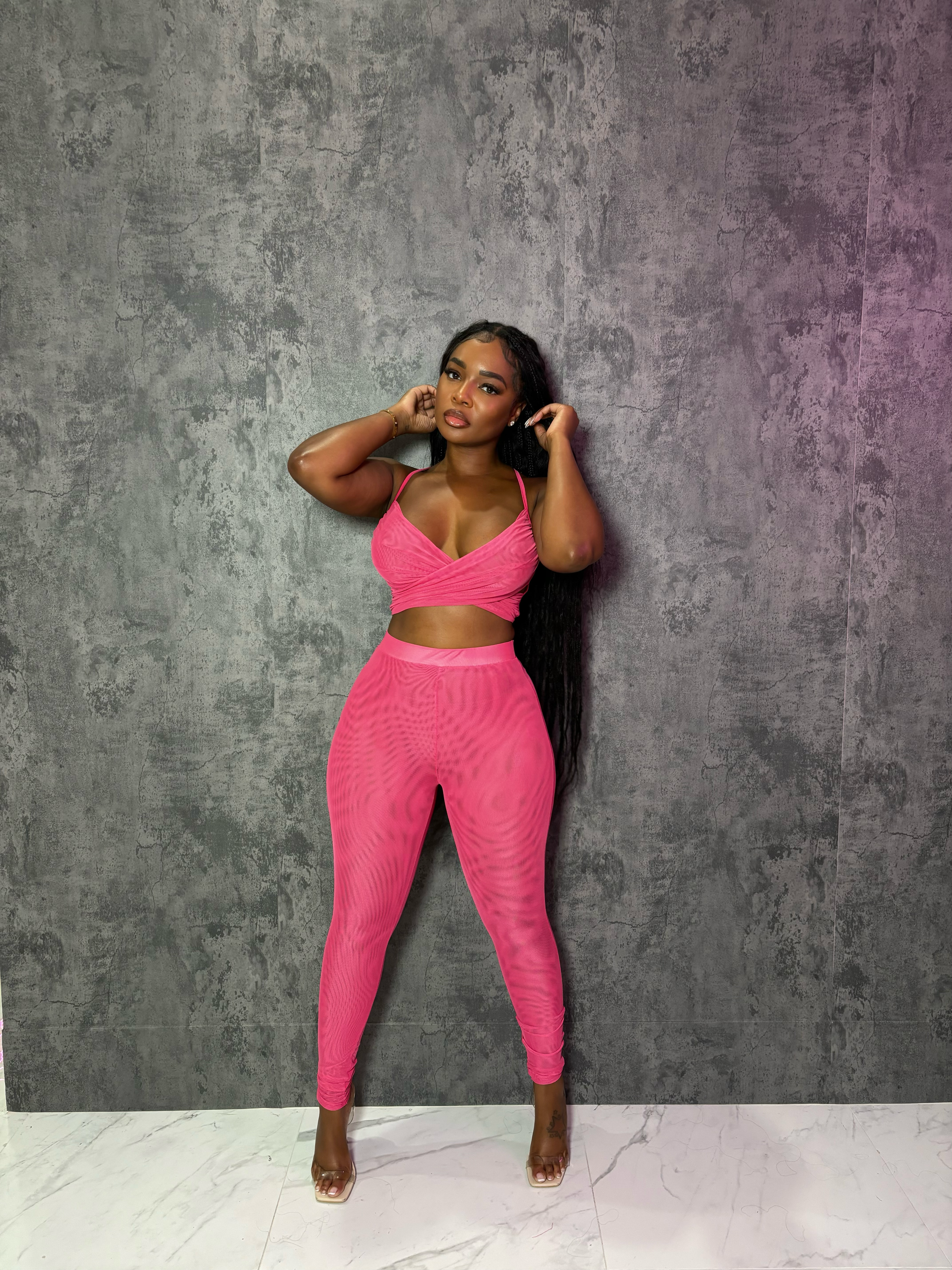 Pink Mesh Pant Set