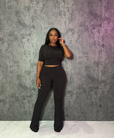 Black boot pant set