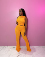 Orange Textured Pant Set