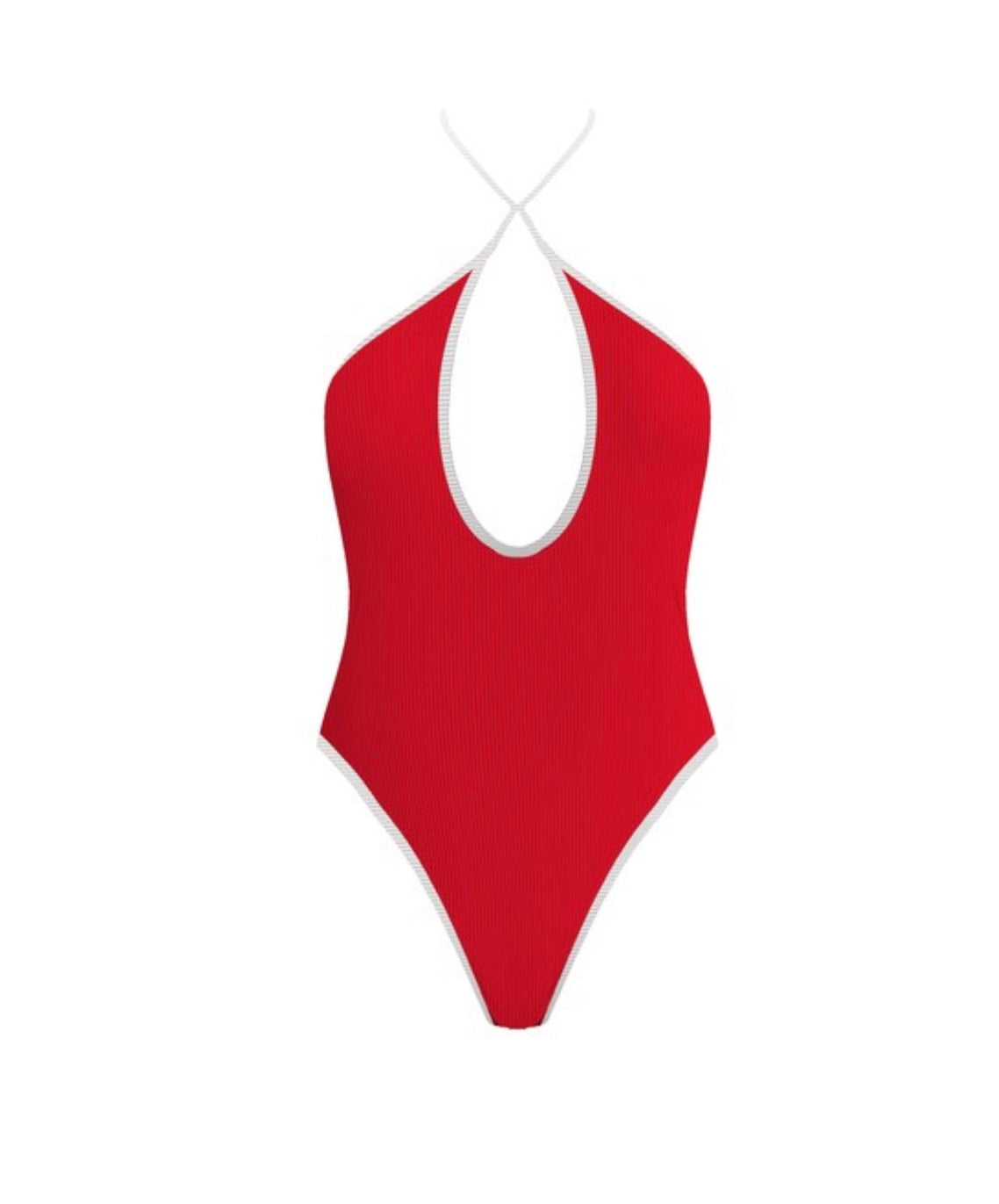 Red White Outline Swim Suit