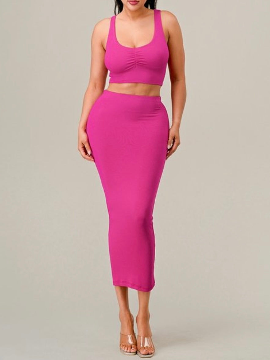 Pink Midi Skirt set