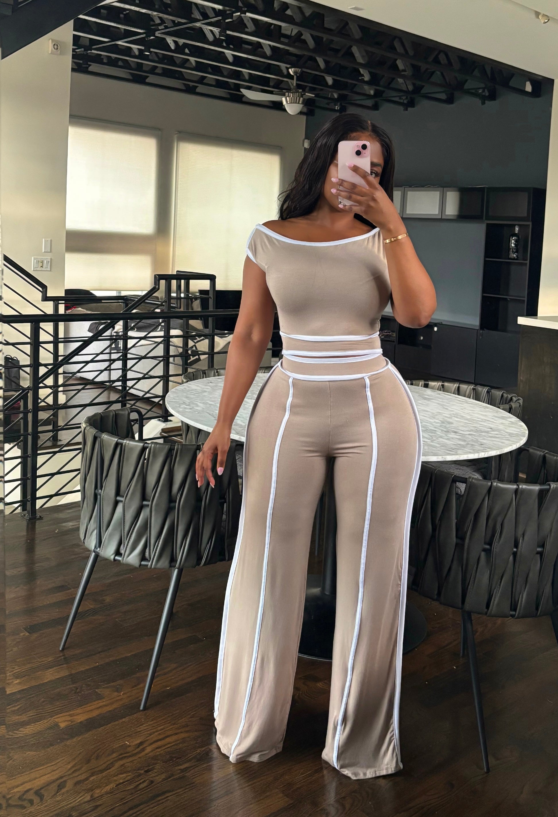 Taupe outline pant set