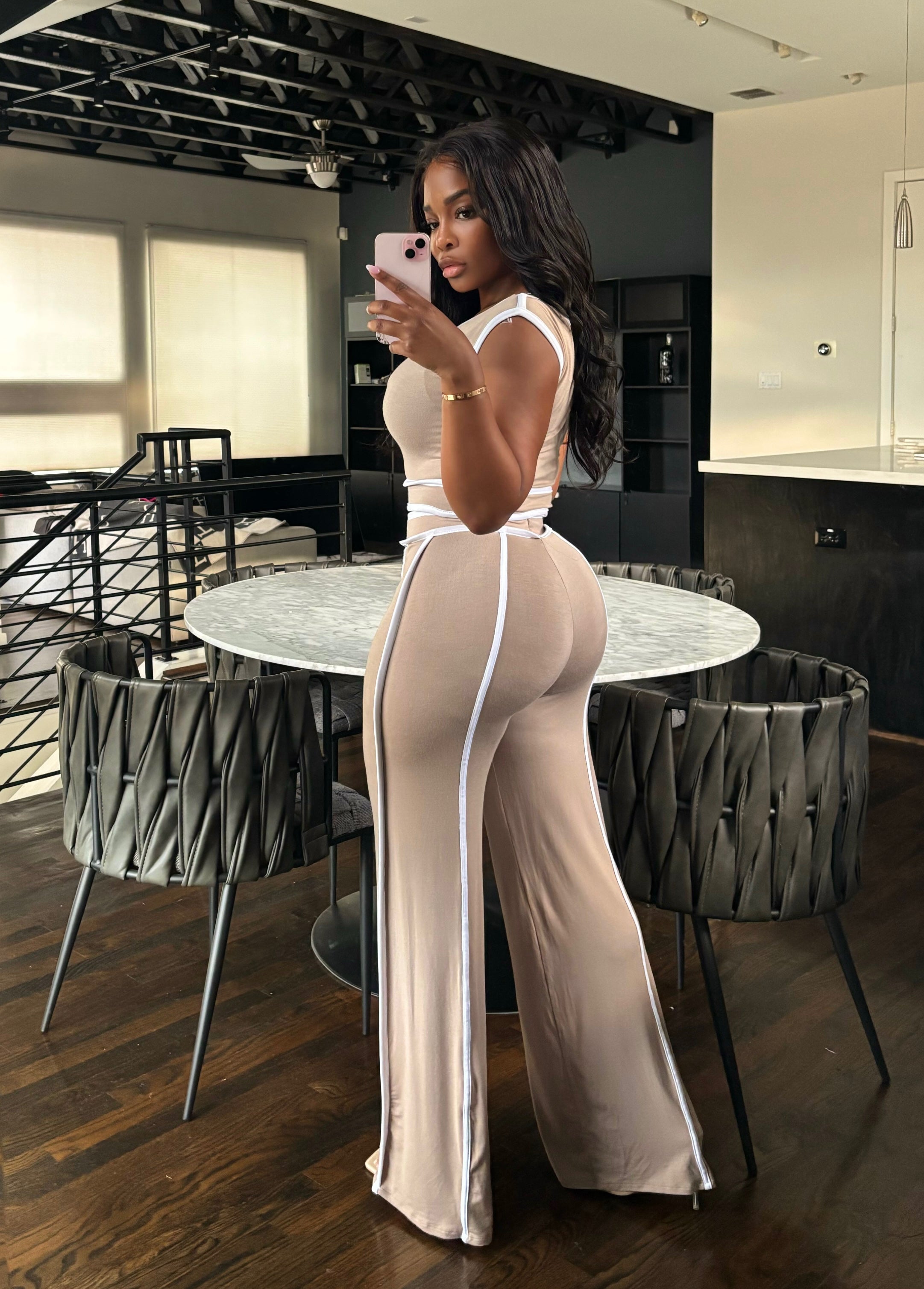 Taupe outline pant set