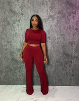 Wine boot pant set