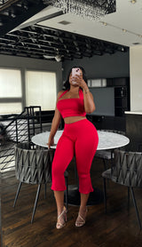 Red halter Capri set