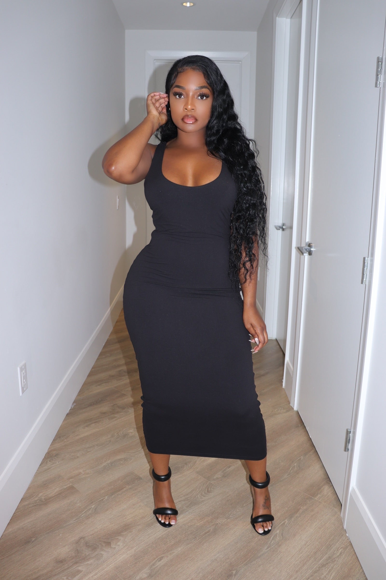 black bodycon tank dress